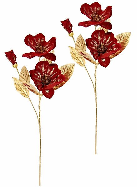 I.GE.A. Kunstblume "Magnolie" 2er Set Dekoblume Metallic Effekt glänzende W günstig online kaufen