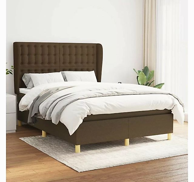 vidaXL Boxspringbett Boxspringbett mit Matratze Dunkelbraun 140x190 cm Stof günstig online kaufen