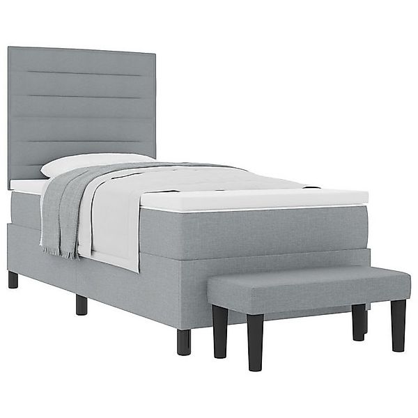 vidaXL Bett Boxspringbett mit Matratze & Bank hellgrau 90x190 cm Stoff (2-t günstig online kaufen