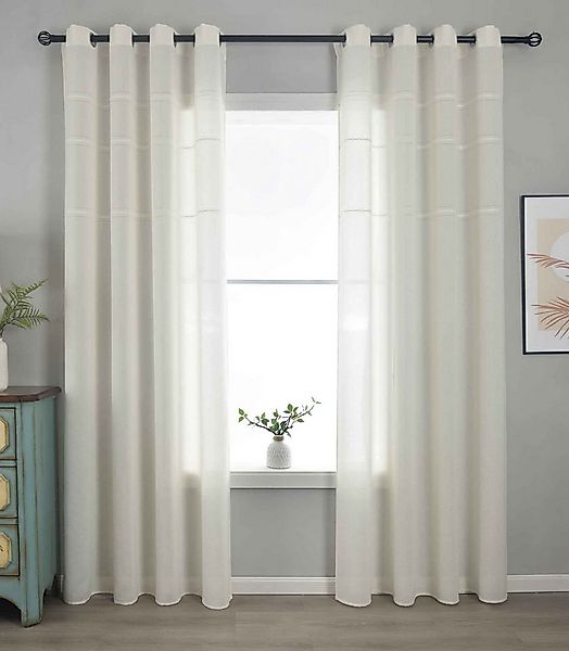 Gardinenbox Gardine (2 St), Ösen, halbtransparent, Polyester, »Leipzig« Ket günstig online kaufen