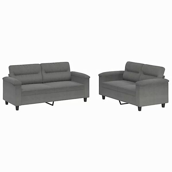 vidaXL Sofa 2-tlg. Sofagarnitur mit Kissen Dunkelgrau Mikrofasergewebe günstig online kaufen