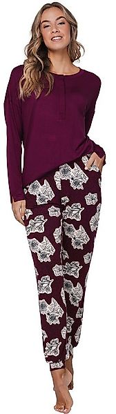 Pastunette Schlafanzug Damen Pyjama lang (2 tlg) edles Design günstig online kaufen