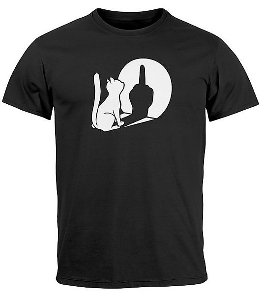 MoonWorks Print-Shirt Herren T-Shirt Katze Mittelfinger günstig online kaufen