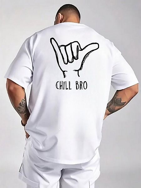 Banco T-Shirt Herren CHILL BRO - Casual Printshirt in Weiß und Schwarz Rund günstig online kaufen