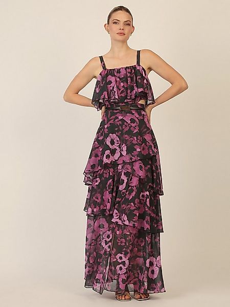 Apart Chiffonkleid mit Volants und Metallic-Gürtel günstig online kaufen