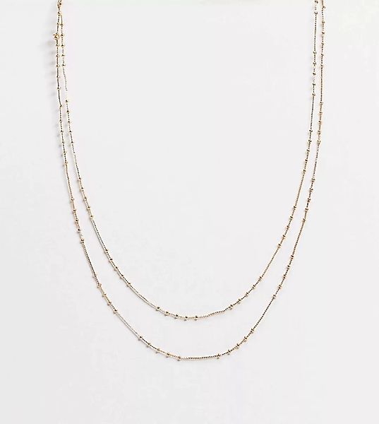 ASOS DESIGN – 2er-Pack 14 Karat goldfarbene Halsketten im Punkt-Strich-Desi günstig online kaufen