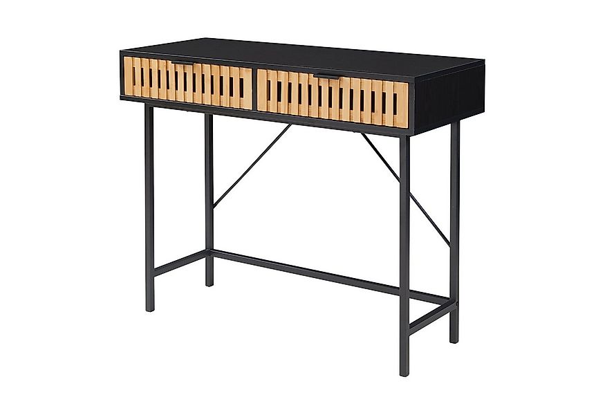 en.casa Konsolentisch, »Luniehti« 100 x 40 x 75 cm mit 2 Schubladen Schwarz günstig online kaufen