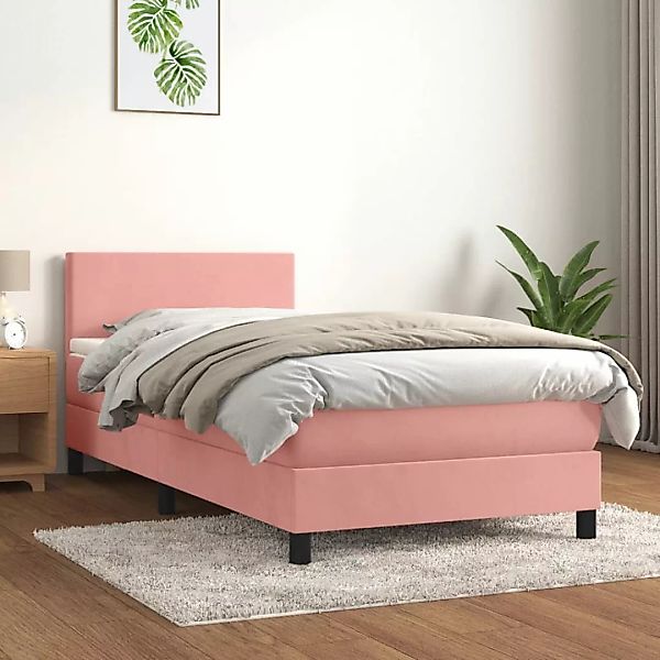 Vidaxl Boxspringbett Mit Matratze Rosa 100x200 Cm Samt günstig online kaufen