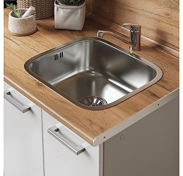 Vicco Granitspüle Flova, Stahl, 39 x 44 cm Set mit Armatur, Zulauf und Abla günstig online kaufen