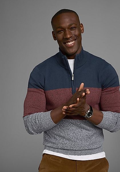 Man's World Troyer Bis Größe 5 XL mit Blockstreifen günstig online kaufen