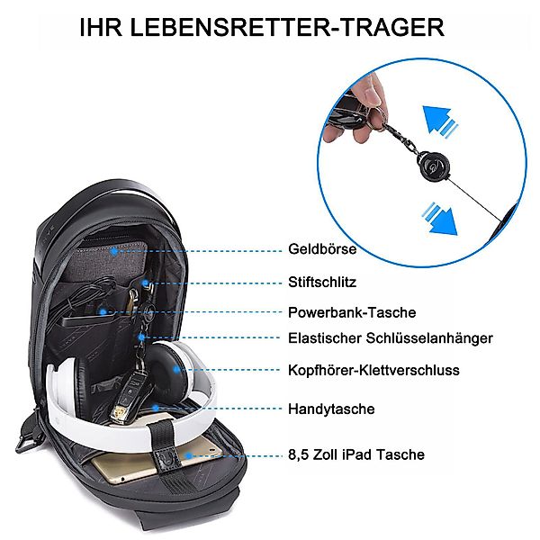 OUTMAX Umhängetasche Wasserdichte Umhängetasche mit USB günstig online kaufen