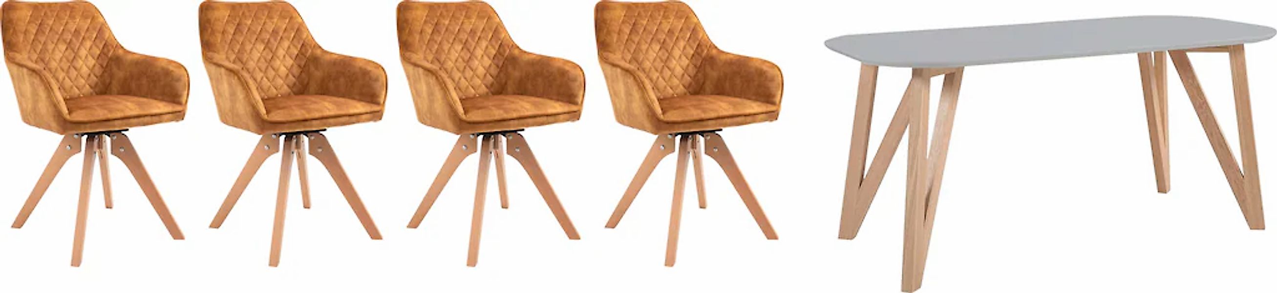 SalesFever Essgruppe "Eleganter Tisch inkl. Stühle" 5-teilige Samtverlours- günstig online kaufen