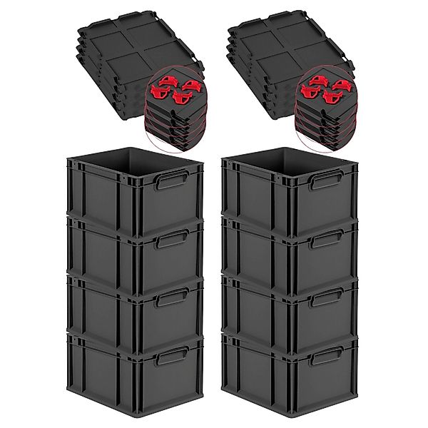 PROREGAL SuperSparSet 8x Eurobox Nextgen Grip Mit Auflagedeckel Und Roten V günstig online kaufen