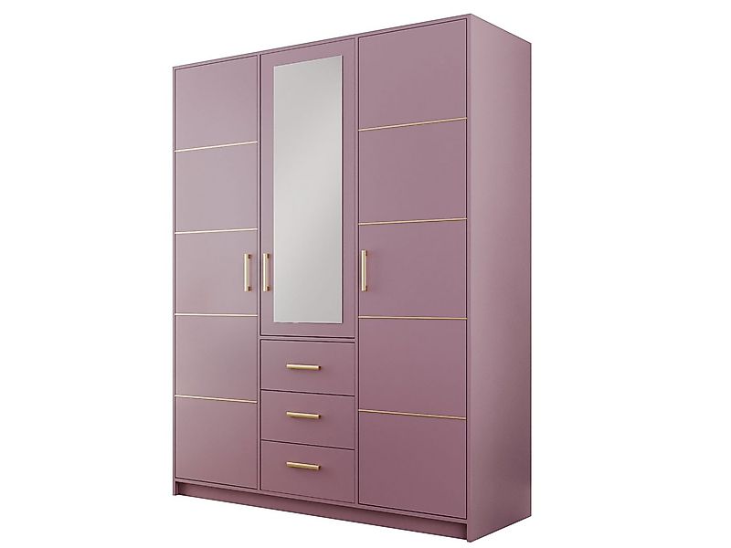 Compleo Kleiderschrank mit goldfarbenen Elementen und Kleiderstange ALEX II günstig online kaufen