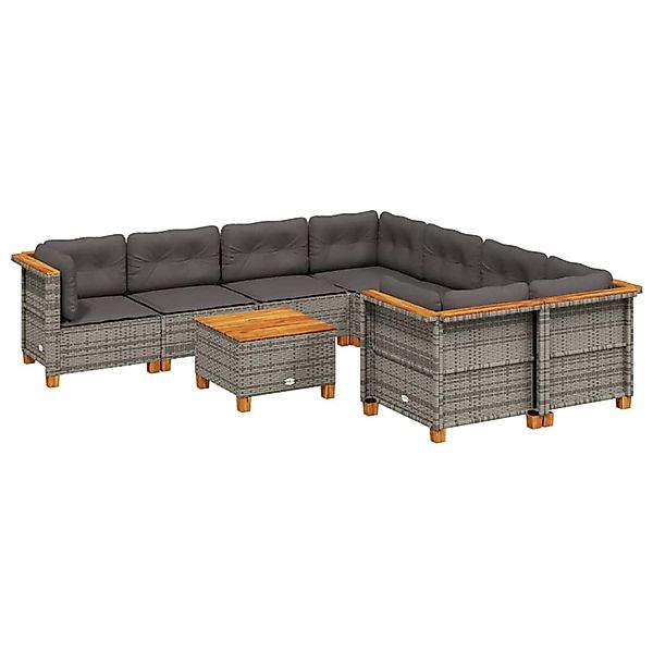 vidaXL 9-Tlg Garten-Sofagarnitur mit Kissen Grau Poly Rattan 3261774 günstig online kaufen