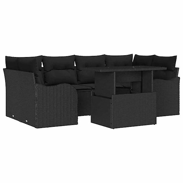 vidaXL Gartensofa-set mit Kissen 7-Tlg Schwarz Poly-Rattan 3357136 günstig online kaufen