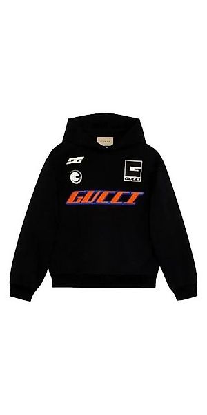 GUCCI Rundhalspullover Gucci Moto Logo Hoodie Schwarz Herren günstig online kaufen