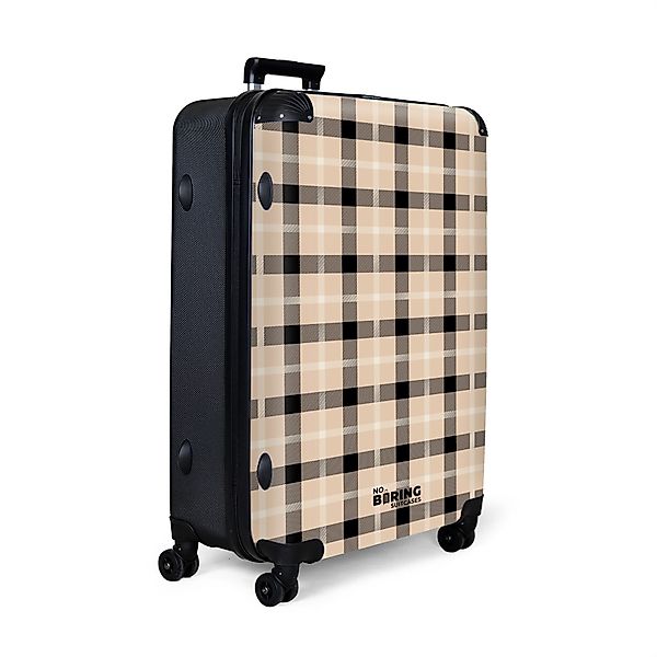 NoBoringSuitcases.com© Hartschalen-Trolley Beige mit schwarzem Karomuster günstig online kaufen