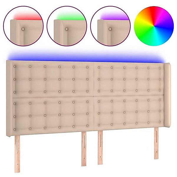 vidaXL Bett, LED Kopfteil Cappuccino-Braun 203x16x118/128cm Kunstleder günstig online kaufen