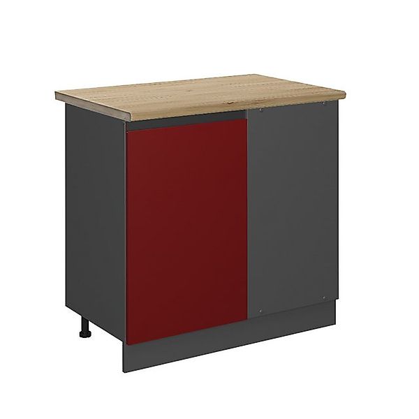 Vicco Eckunterschrank R-Line Küchen Eckschrank Rot/Anthrazit 86 cm AP Eiche günstig online kaufen