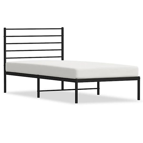 vidaXL Bettgestell, Bettrahmen mit Kopfteil Metall Schwarz 100x190 cm günstig online kaufen