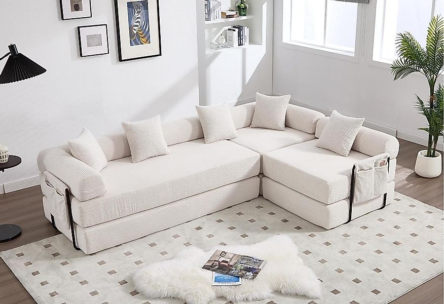 LVHOM Loungesofa Modulsofa mit Schlaffunktion, Seitentaschen, günstig online kaufen