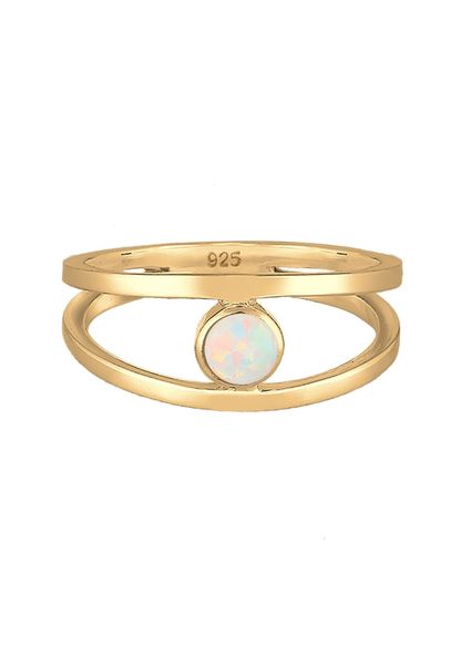 Elli Fingerring Bandring Zweireihig Synthetischer Opal günstig online kaufen