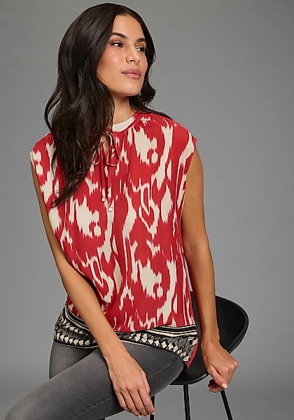 Laura Scott Hemdbluse gemustert, mit V-Ausschnitt, Kurzarm, aus Viskose günstig online kaufen