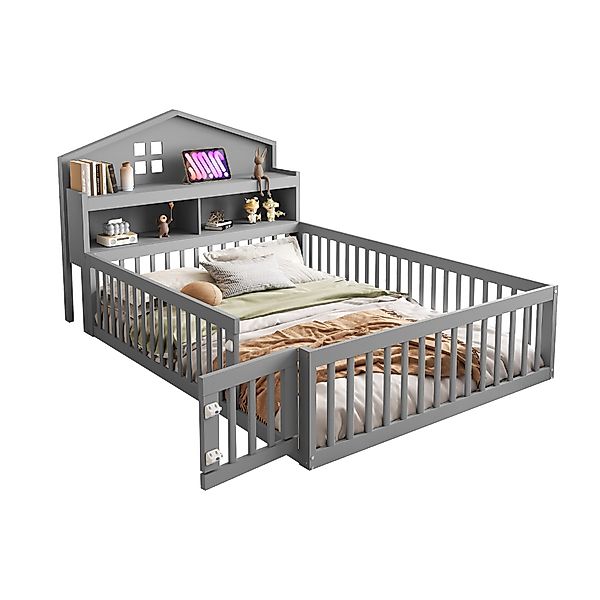 OKWISH Kinderbett Holzbett Hausbett (mit Kreidetafel, günstig online kaufen