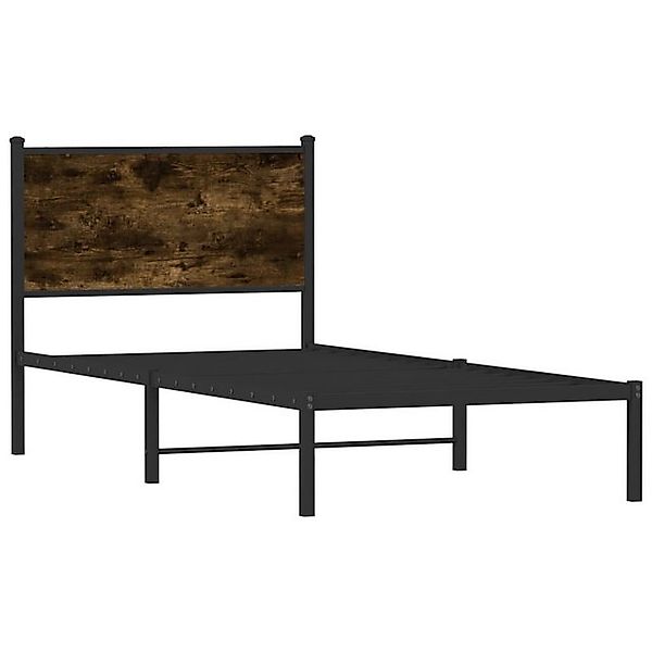 vidaXL Bett Metallbett ohne Matratze Räuchereiche 90x190 cm günstig online kaufen