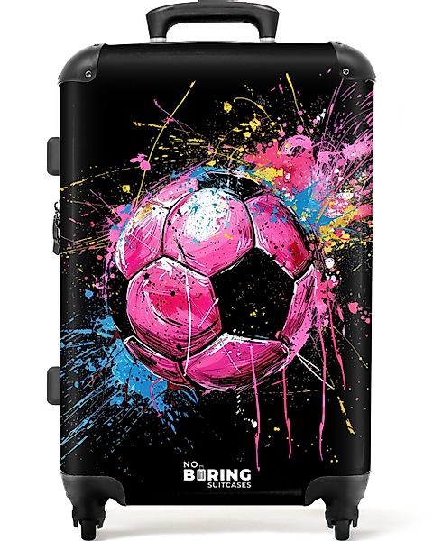 NoBoringSuitcases.com© Hartschalen-Trolley Rosa Fußball mit Graffiti günstig online kaufen