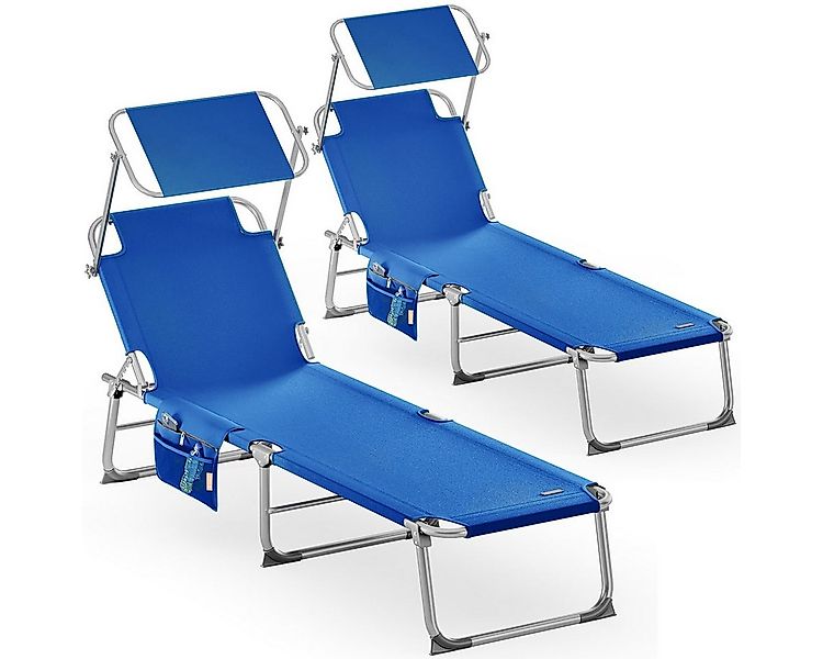 Casaria Gartenliege Ibiza, 2 St., Alu Sonnenliege Klappbar mit Dach 2 Perso günstig online kaufen