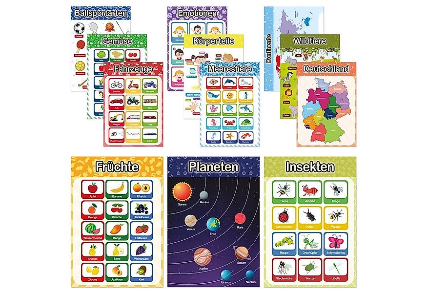 Likarto Poster 12 pädagogische Montessori Lernposter, Grundlagen 2, Extra d günstig online kaufen