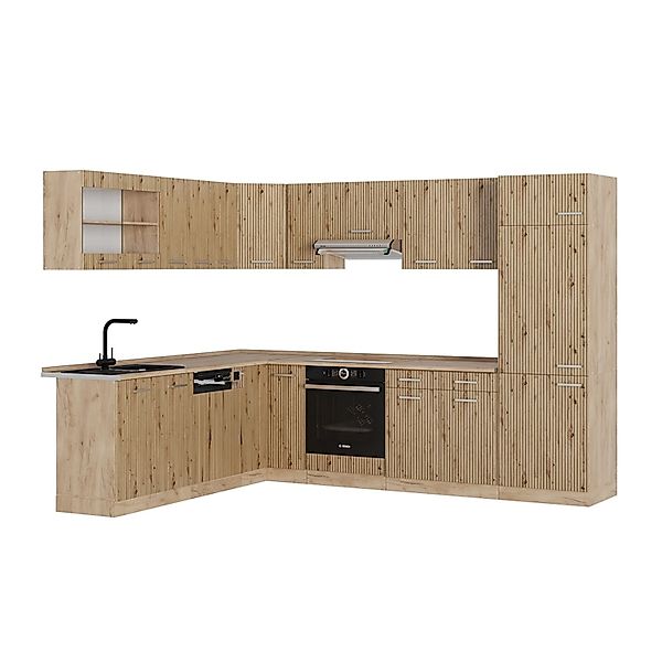 Vicco R-Line Eckküche Artisan-Eiche/Goldkraft Eiche 227 x 287 cm AP Eiche günstig online kaufen