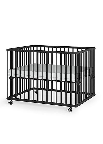 Sämann Babybett Laufgitter 75x100 cm mit Matratze Cloud Air - Black Edition günstig online kaufen