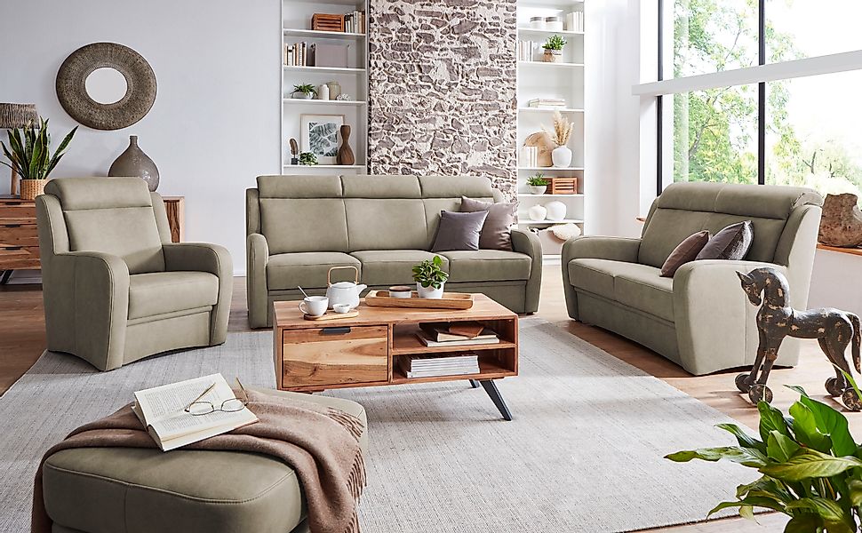 VILLA BECK Polstergarnitur »Varese«, (3 tlg.), Kopfteilverstellung, Set aus günstig online kaufen