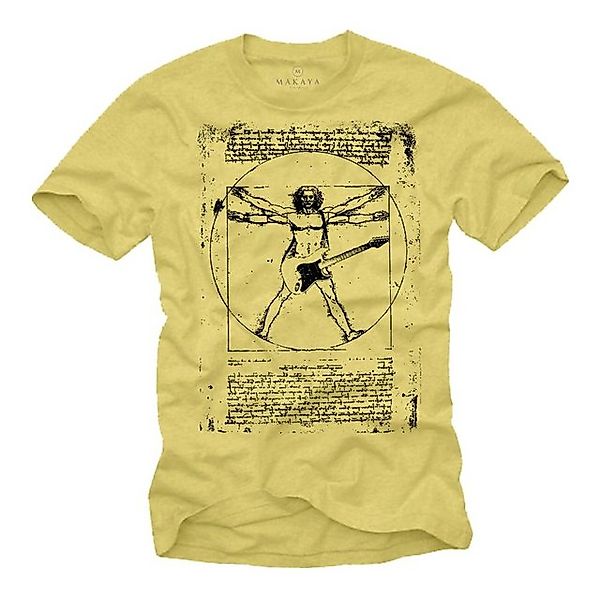 MAKAYA Print-Shirt Gitarre Herren Musik Bandshirt Da Vinci T-Shirt Geschenk günstig online kaufen