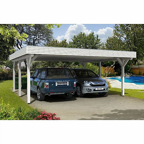 Skan Holz Carport Spessart 611 cm x 604 cm Weiß günstig online kaufen