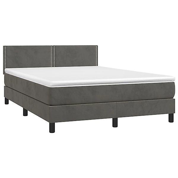 vidaXL Boxspringbett mit Matratze & LED Dunkelgrau 140x200 cm Samt 3134346 günstig online kaufen