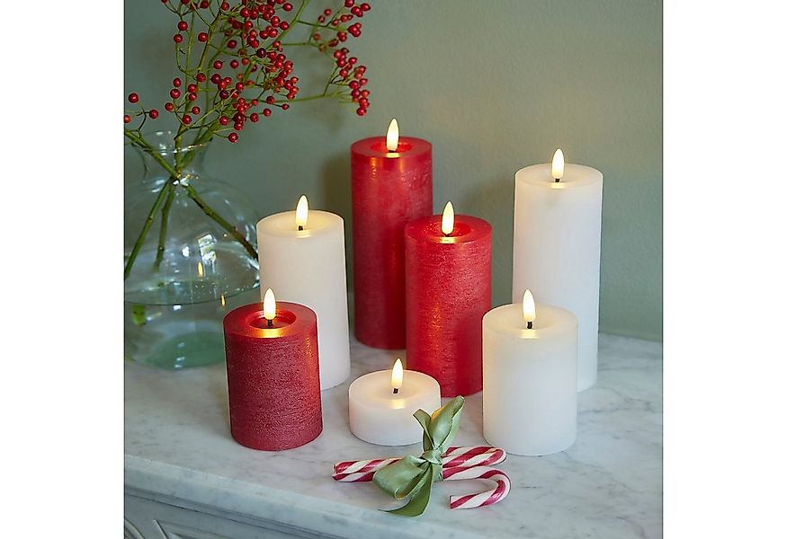 Lumineo LED-Christbaumkerzen Lumineo LED Wachskerze Rot 11,2 x 7 cm, batter günstig online kaufen