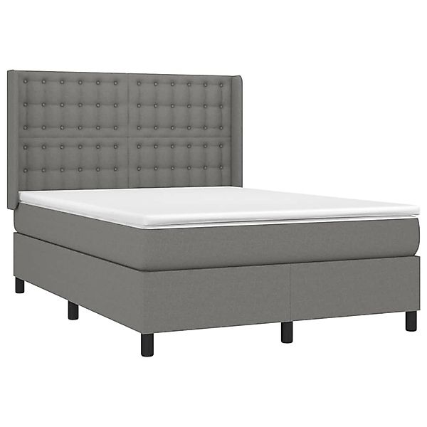 vidaXL Boxspringbett mit Matratze & LED Dunkelgrau 140x200 cm Stoff 3138638 günstig online kaufen