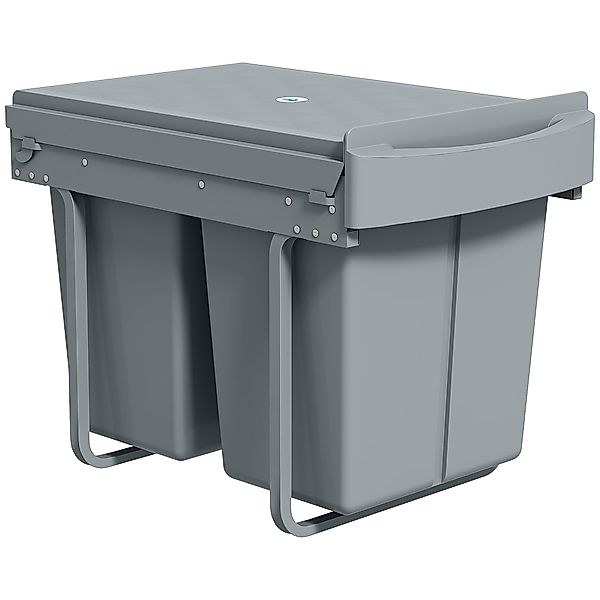 HOMCOM Untertisch-Mülleimer, Küchen-Mülleimer, 2 herausnehmbare Recyclingbe günstig online kaufen
