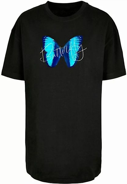 Merchcode T-Shirt Merchcode Damen Ladies Butterfly Blue Oversized Boyfriend günstig online kaufen