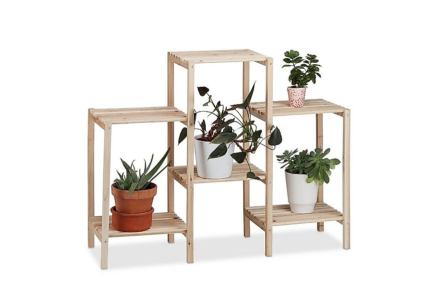 relaxdays Blumenständer Pflanzenregal Holz, M günstig online kaufen