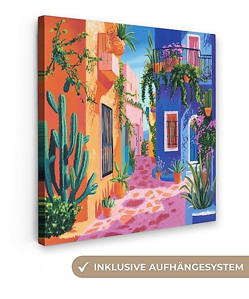 OneMillionCanvasses® Leinwandbild Gelb - Blau - Orange - Haus, Fotodruck (1 günstig online kaufen