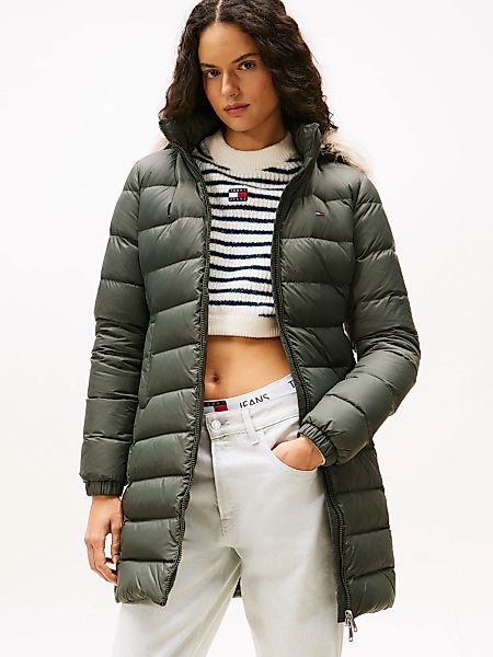 Tommy Jeans Steppmantel "TJW ESSENTIAL HOODED DOWN COAT", mit Fellimitat, L günstig online kaufen