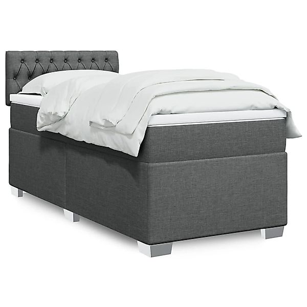 vidaXL Boxspringbett mit Matratze Dunkelgrau 100x200 cm Stoff 3288107 günstig online kaufen