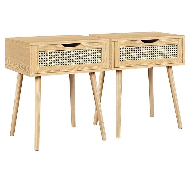 Yaheetech Nachttisch Ratten Beistelltisch (2-St), Nachtkommode mit 1 Schubl günstig online kaufen