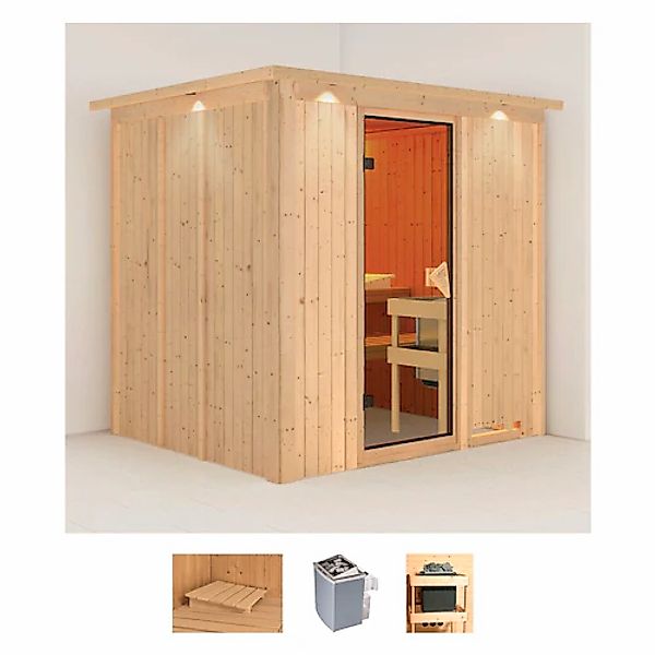 Karibu Sauna »Sodin« Set, 9 KW-Ofen mit integrierter Steuerung günstig online kaufen