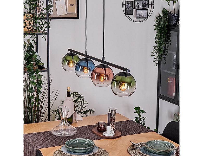 hofstein Pendelleuchte Hängelampe aus Metall/Glas in Schwarz/Blau/Grün/Kupf günstig online kaufen